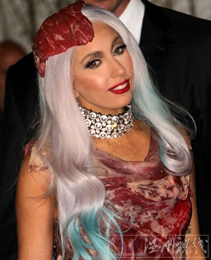 lady gaga mv音乐录影带大奖颁奖礼 lady gaga 肉片装有点血腥感觉