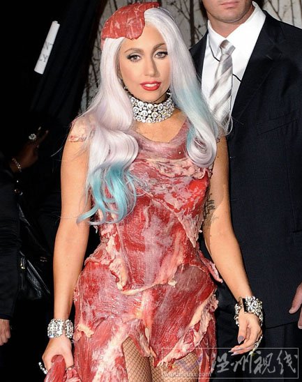 lady gaga mv音乐录影带大奖颁奖礼 lady gaga 肉片装有点血腥感觉