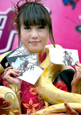 张筱雨人体彩绘表演 现