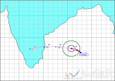 热带气旋THANE在孟加拉湾洋面生成 或将登陆印度