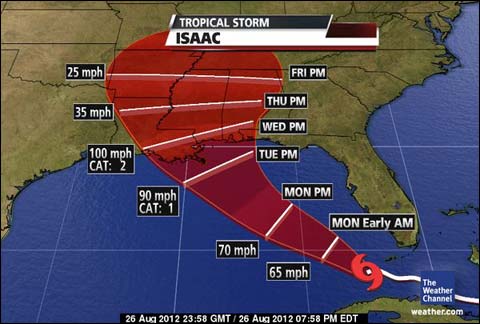 热带风暴艾萨克将于28日至29日登陆美国 4州进入紧急状态 