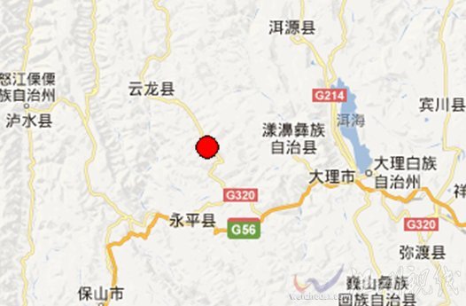 大理云龙县和永平县交界2.9级地震