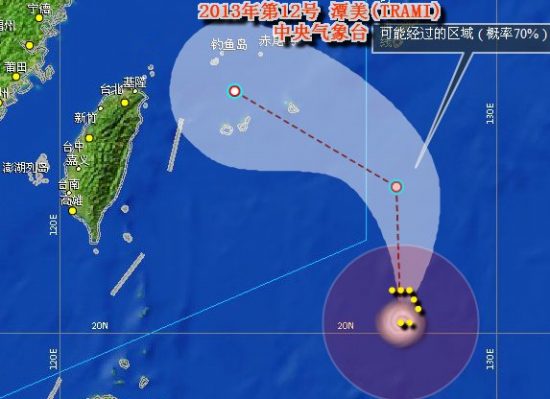 今年第12号台风潭美路径