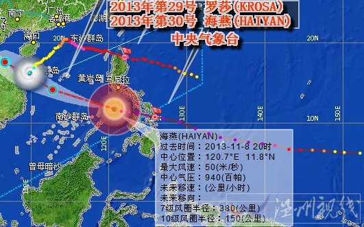 强台风海燕最新路径