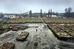 乌克兰坦克坟场 乌克兰400多辆坦克堆在坦克墓地生锈