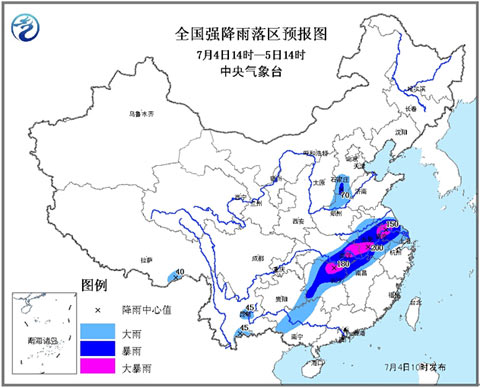 今天到明天南方新一轮大暴雨天气并伴有强对流天气