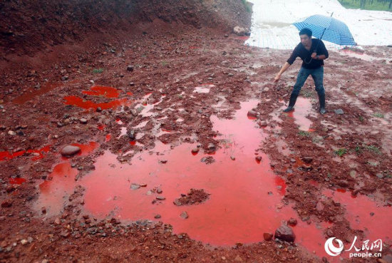 汝阳马兰河河水变血水