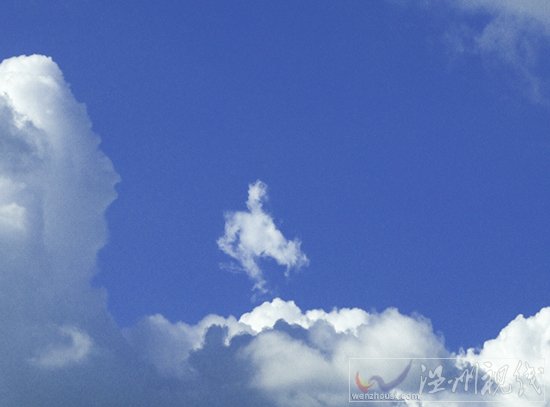 尼伯特台风来之前温州蓝天白云非常漂亮