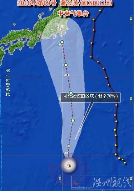 台风蒲公英路径图