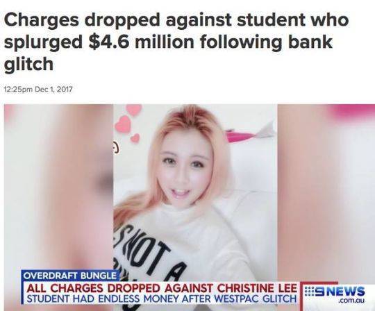 女学生发现银行漏洞透支465万澳元