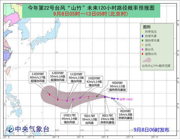 台风山竹路径预报图