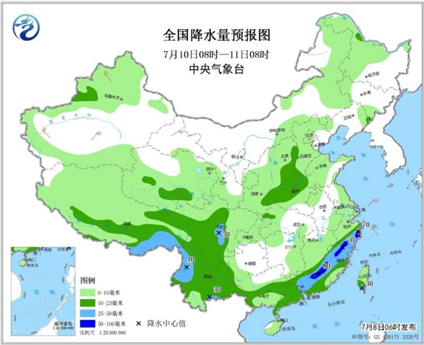 南方暴雨持续严防洪涝灾害 9省区局地有暴雨或大暴雨