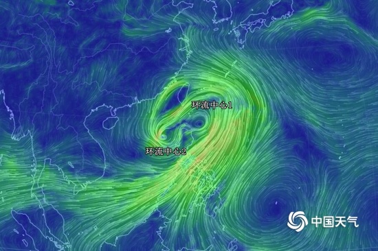 第5号台风丹娜丝彩色风场图