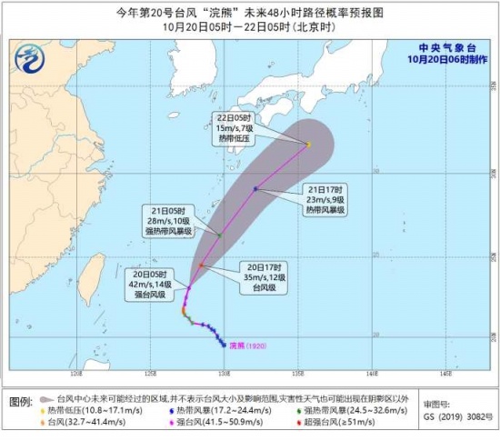 第20号台风浣熊路径