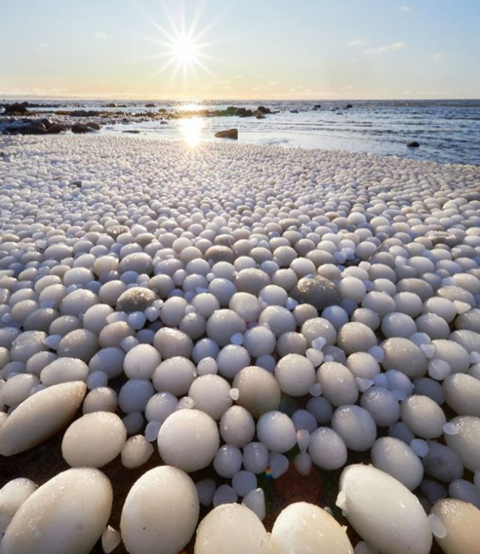 芬兰海滩万颗冰蛋
