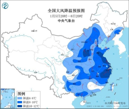 新一轮寒潮来袭中东部降温将超10℃