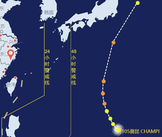 今年第5号台风蔷琵路径预报图