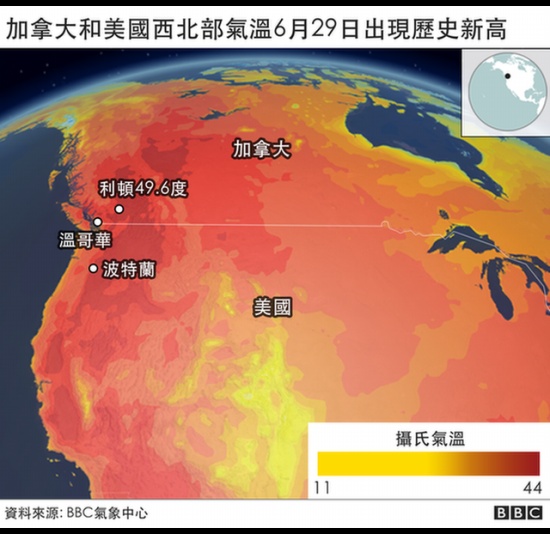 美国加拿大热浪是“热盖现象”