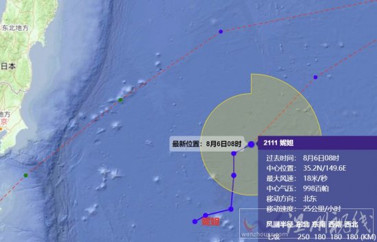 2021年11号台风妮妲最新路径预报、强度