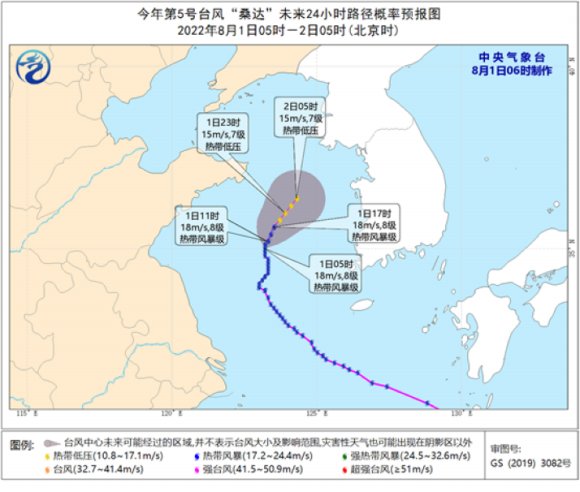 第5号台风桑达路径预报图