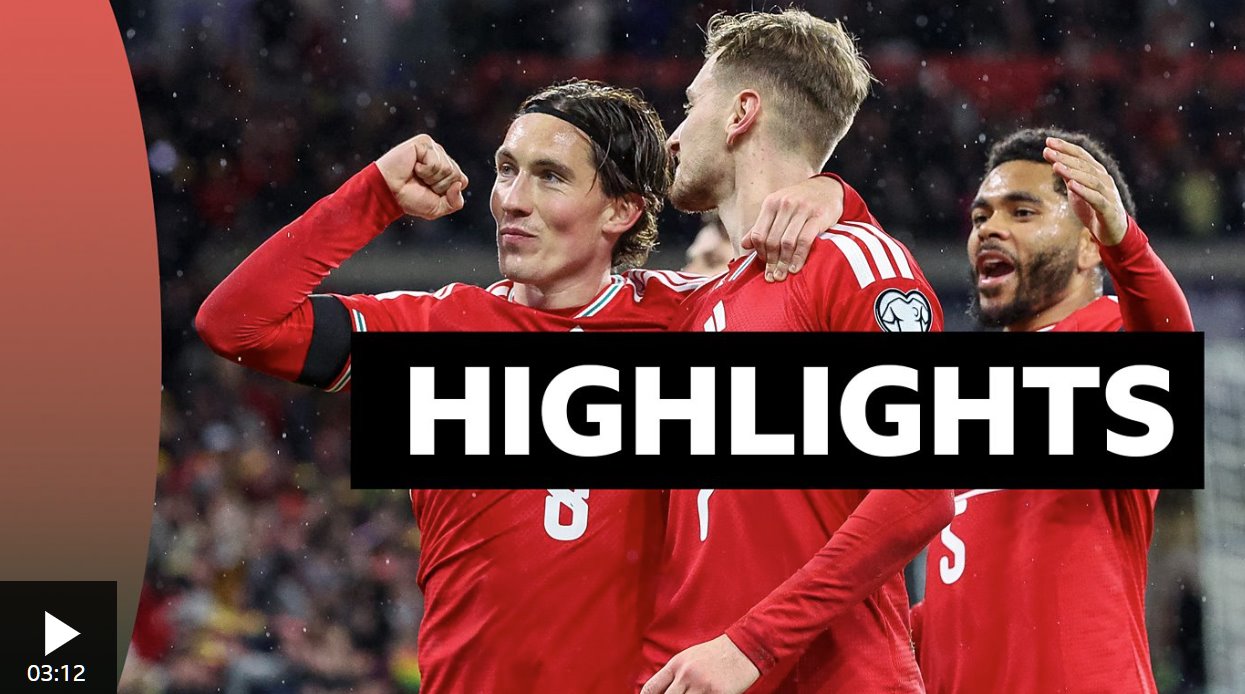 比赛集锦:威尔士 7-1 北马其顿